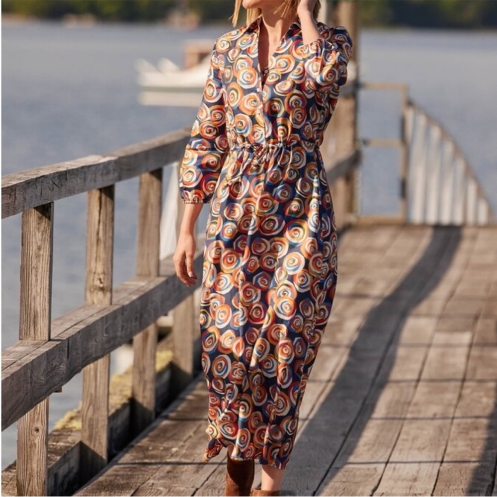 J. McLaughlin Mollie Dress Silk Blend Mod Rose Multicolor Size Large